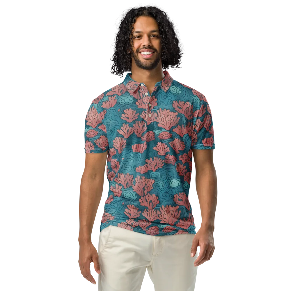 Pink Reef on Men's Slim Fit Polo Shirt — Front