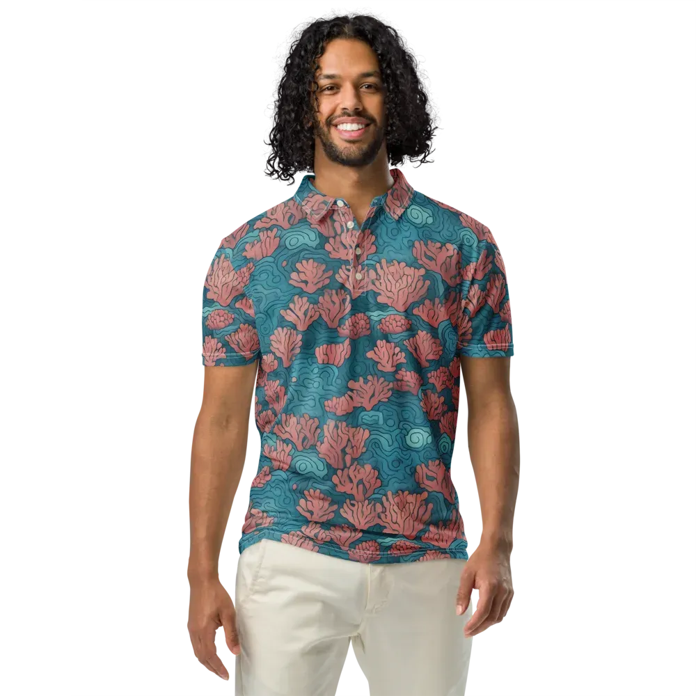 Pink Reef on Men's Slim Fit Polo Shirt — Front