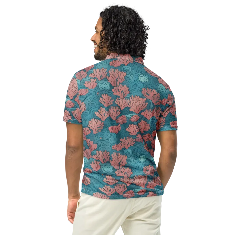 Pink Reef on Men's Slim Fit Polo Shirt — Back