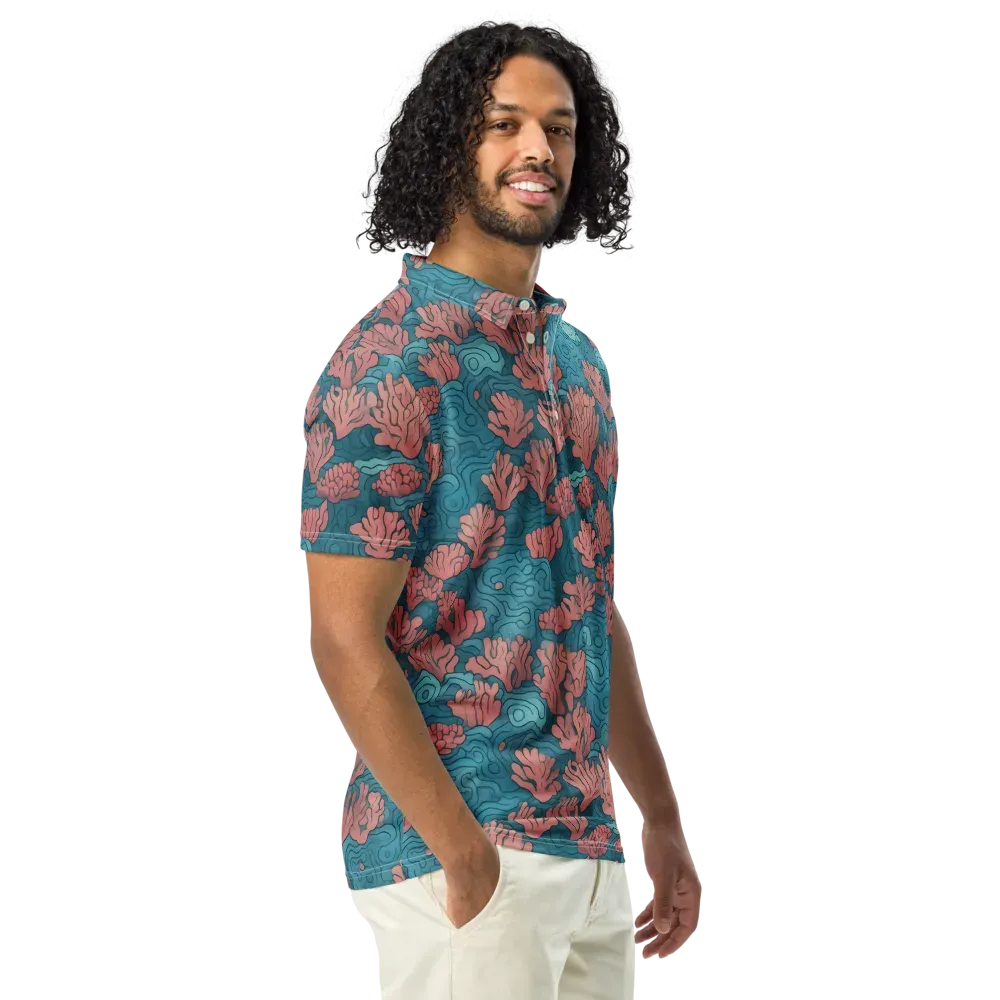 Pink Reef on Men's Slim Fit Polo Shirt — Right Front