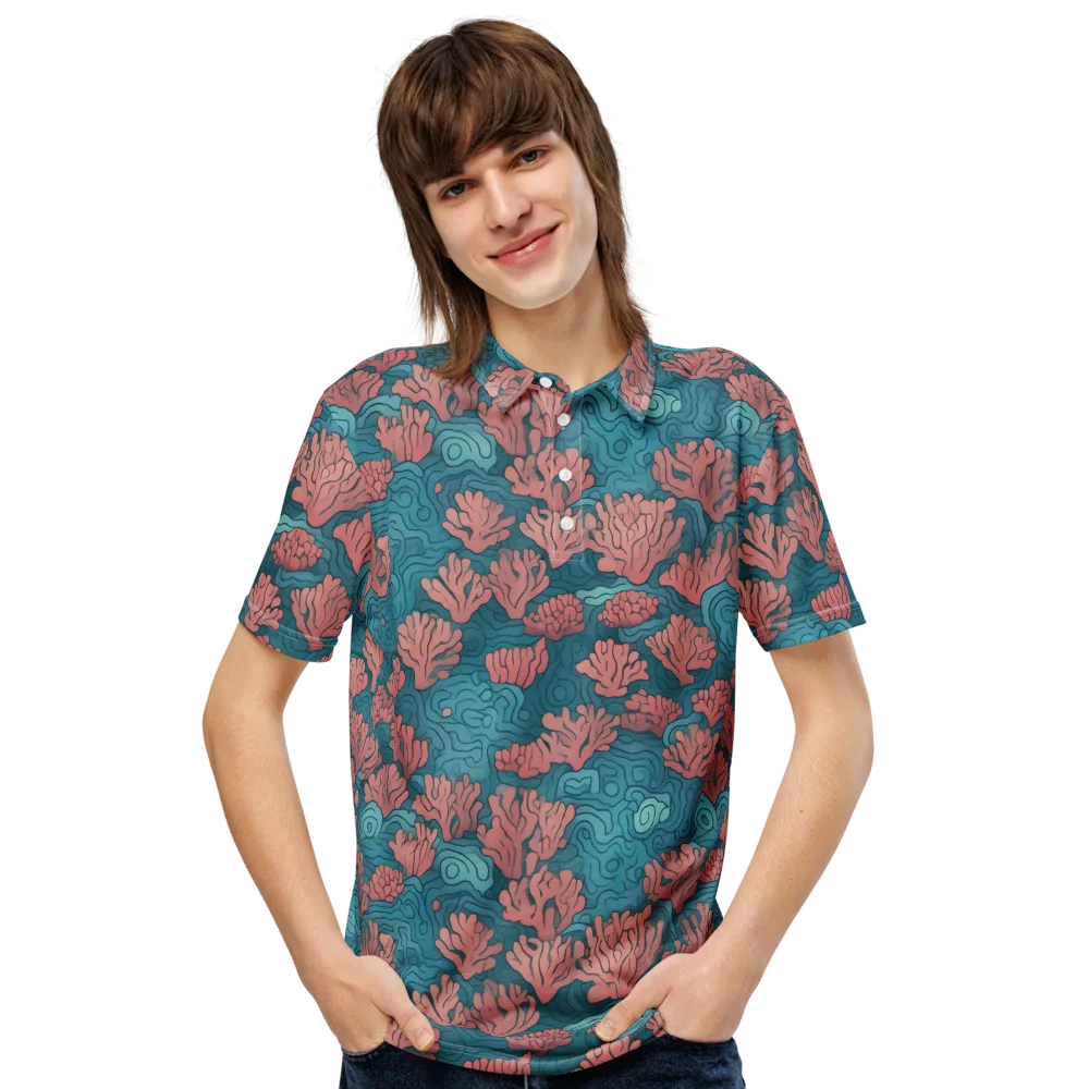 Pink Reef on Men's Slim Fit Polo Shirt — Front