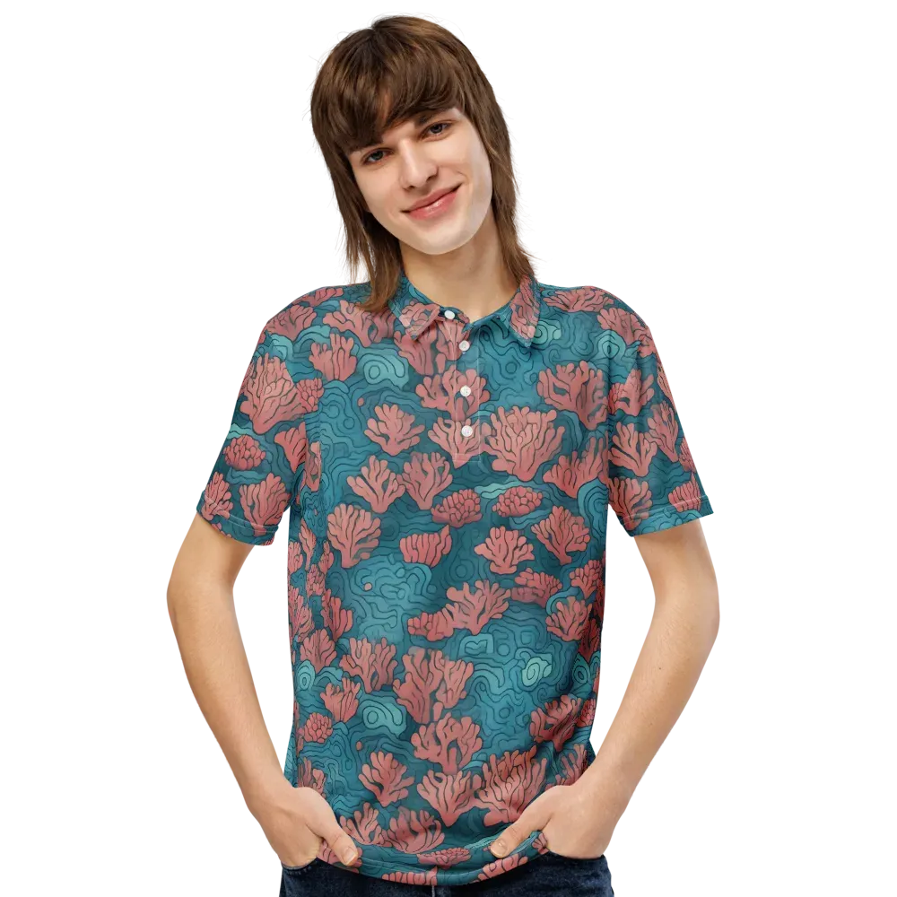 Pink Reef on Men's Slim Fit Polo Shirt — Front