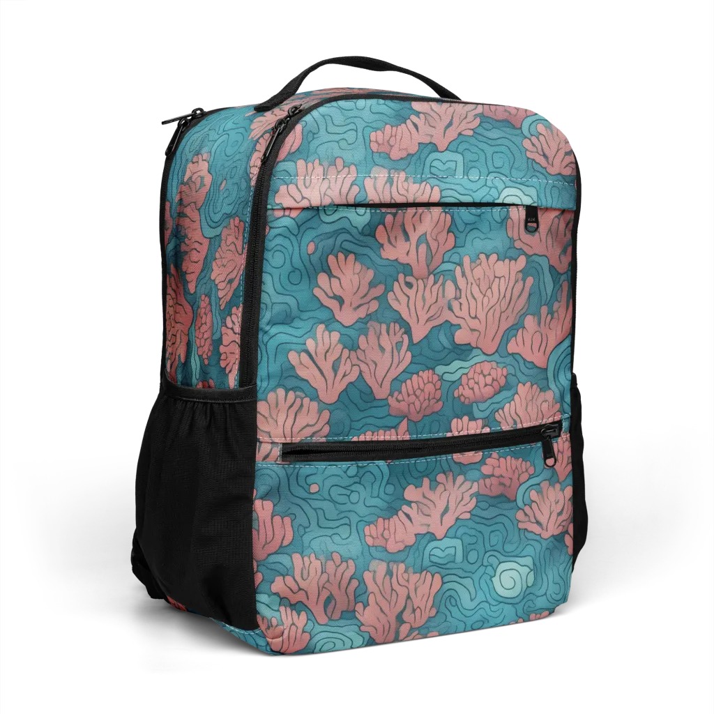 Pink Reef on Utility Backpack — Right Front