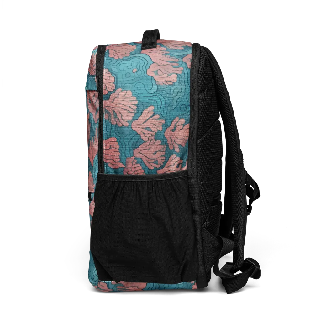 Pink Reef on Utility Backpack — Left