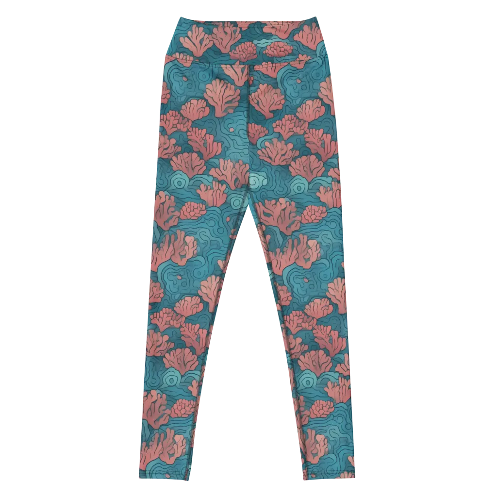 Pink Reef on Yoga Leggings — Front