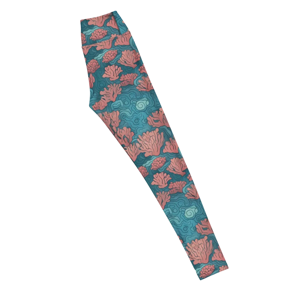 Pink Reef on Yoga Leggings — Right