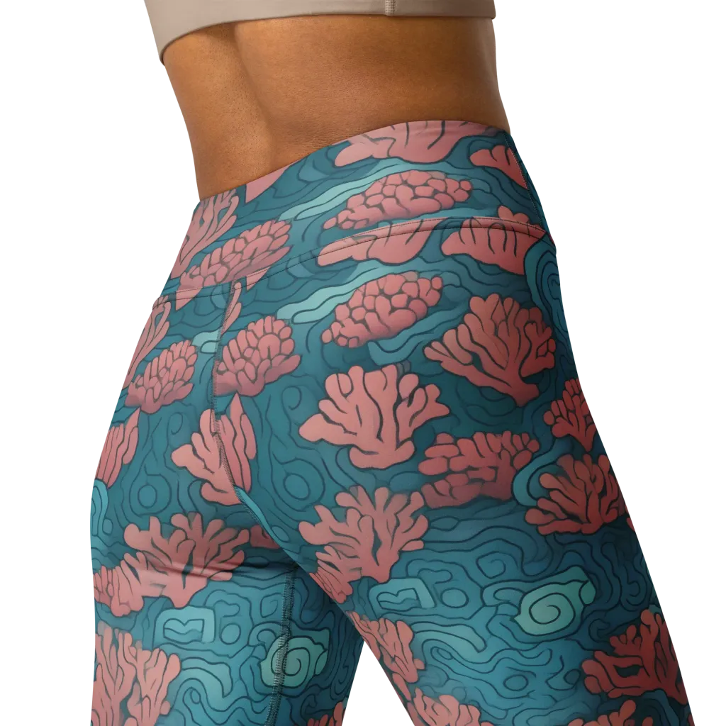 Pink Reef on Yoga Leggings — Back