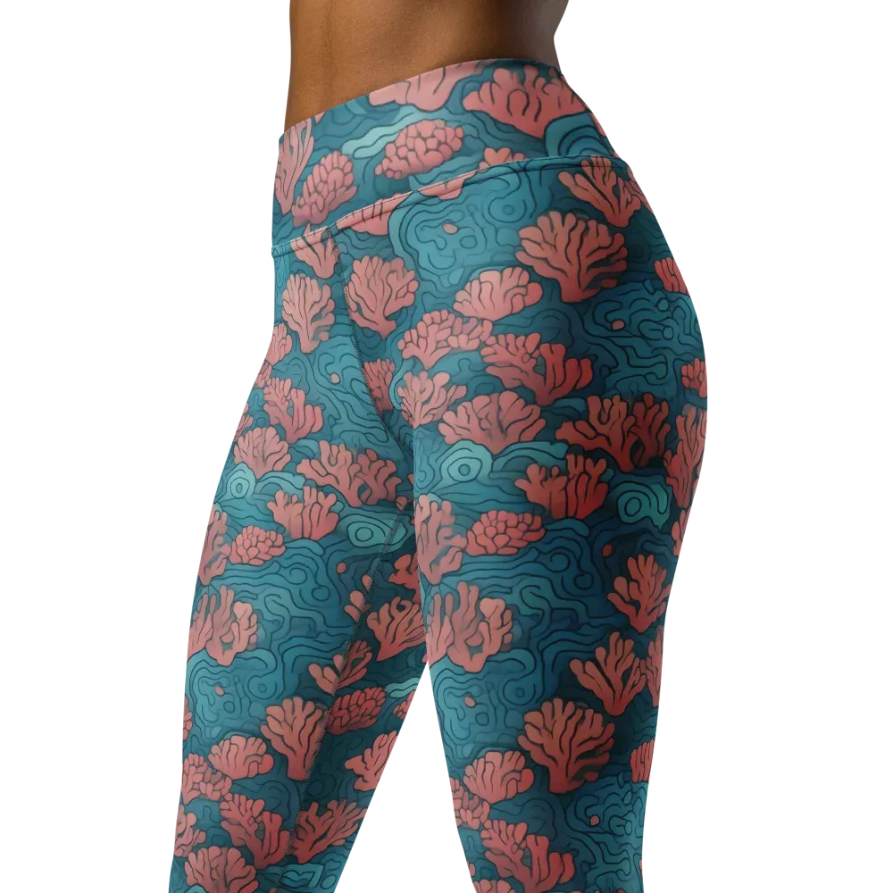 Pink Reef on Yoga Leggings — Left Front