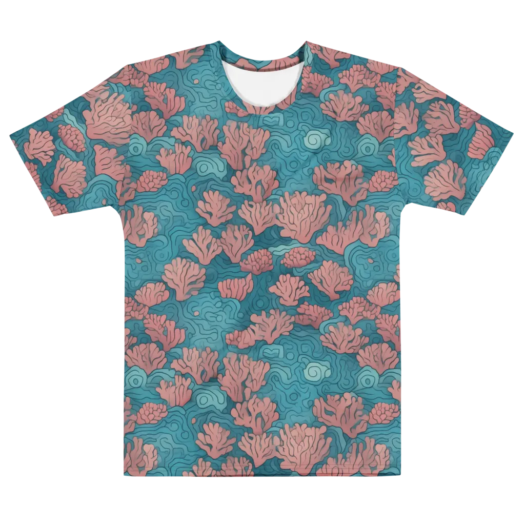 Pink Reef on Men's Cotton Crew Neck T-Shirt — Front