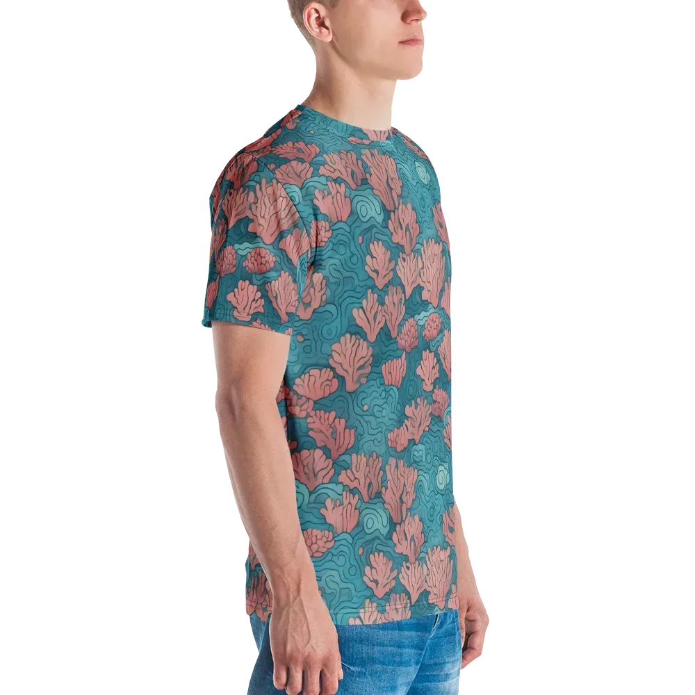 Pink Reef on Men's Crew Neck T-Shirt — Right
