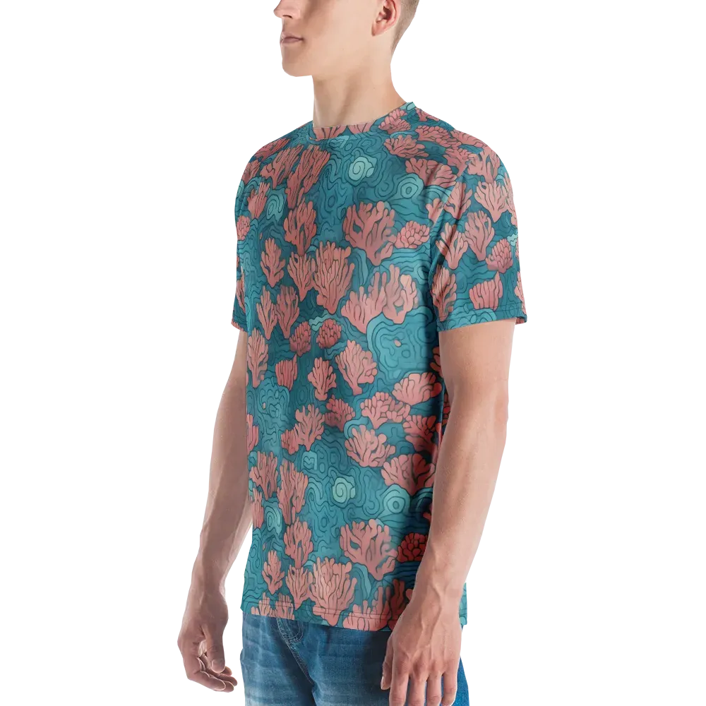 Pink Reef on Men's Crew Neck T-Shirt — Left
