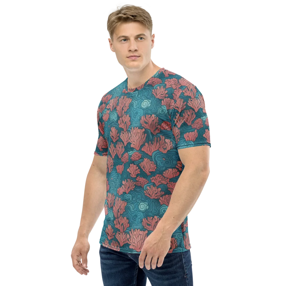 Pink Reef on Men's Crew Neck T-Shirt — Left