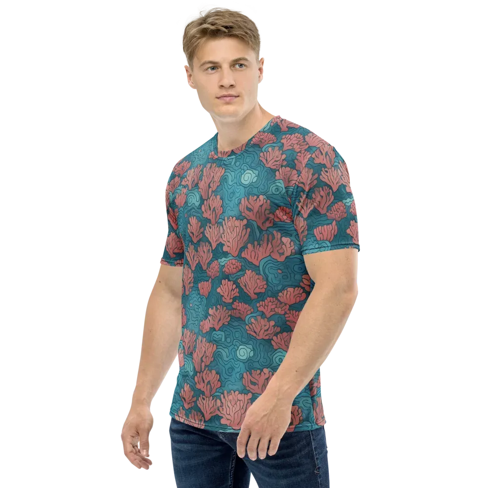 Pink Reef on Men's Crew Neck T-Shirt — Left