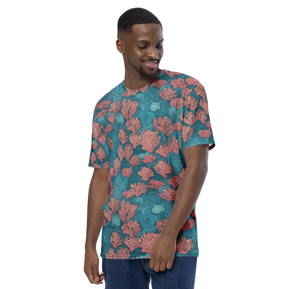 Pink Reef on Men's Crew Neck T-Shirt — Left