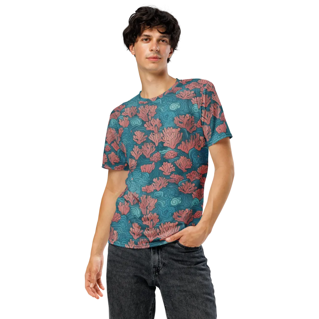 Pink Reef on Men's Crew Neck T-Shirt — Front