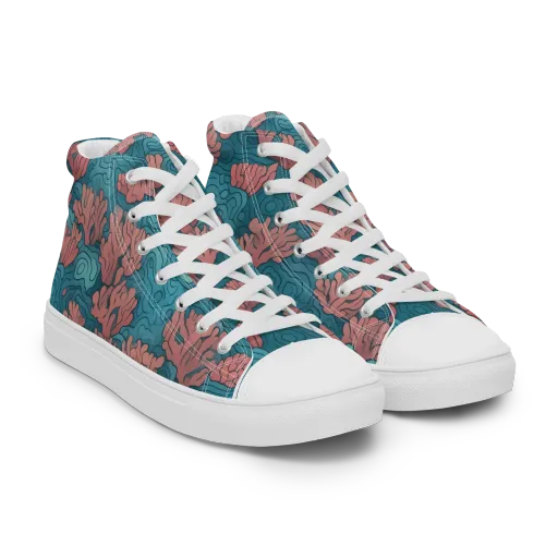 Pink Reef on a Men's High Top Canvas Shoes