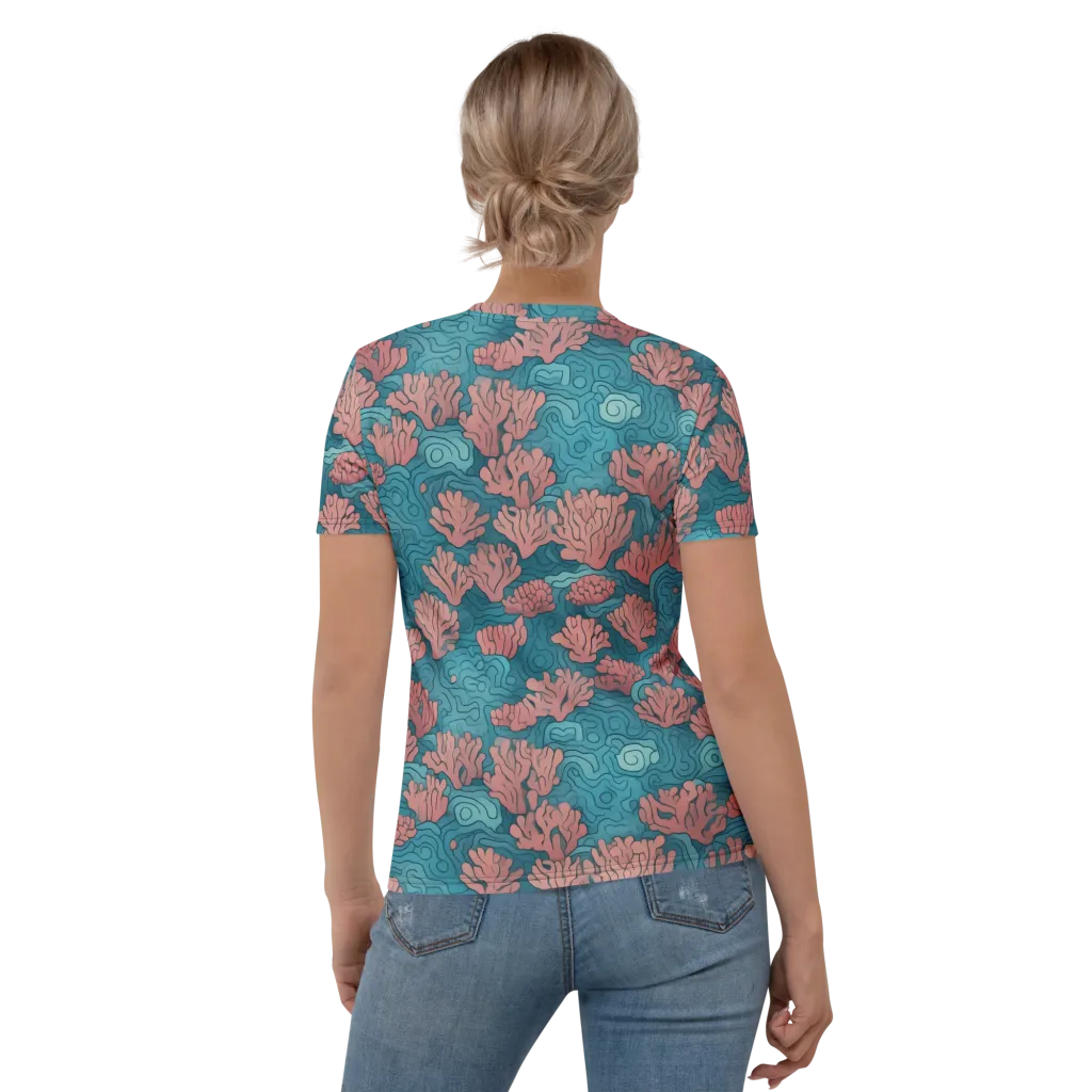 Pink Reef on Women's Crew Neck T-Shirt — Back