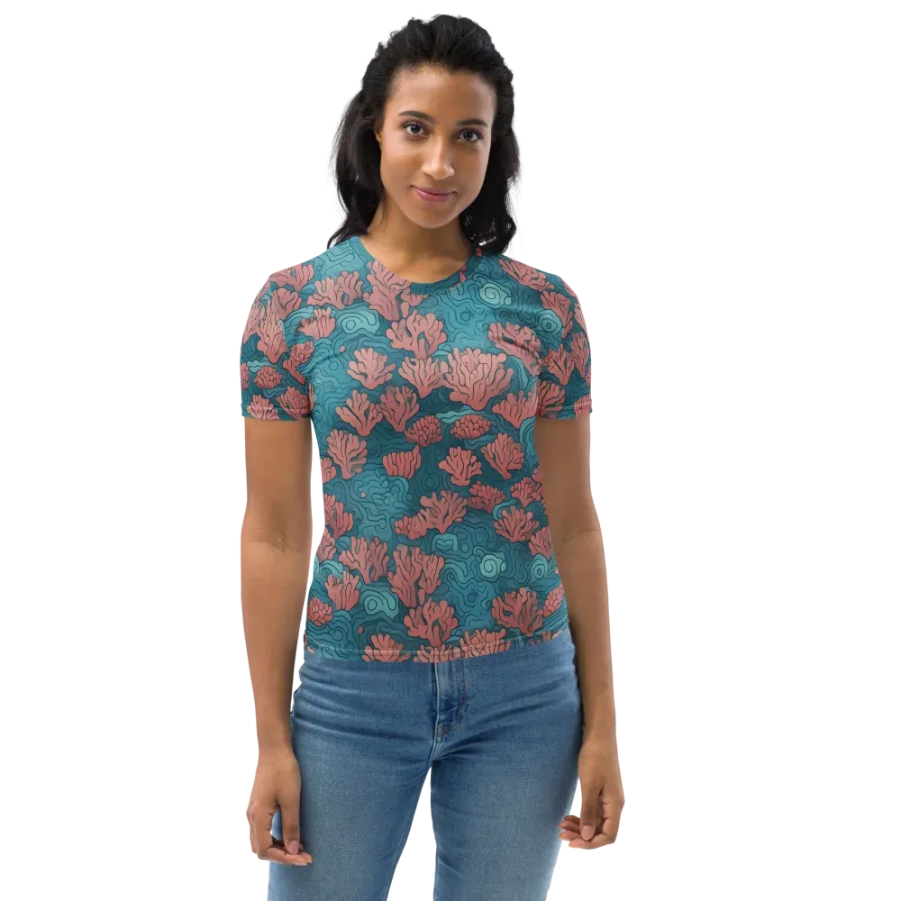 Pink Reef on Women's Crew Neck T-Shirt — Front