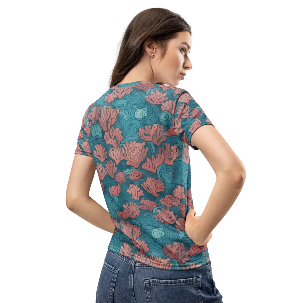 Pink Reef on Women's Crew Neck T-Shirt — Back
