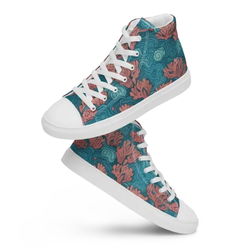 Pink Reef on a Women's High Top Canvas Shoes