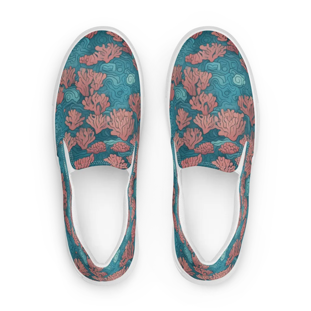 Pink Reef on Men's Slip-On Canvas Shoes — Front