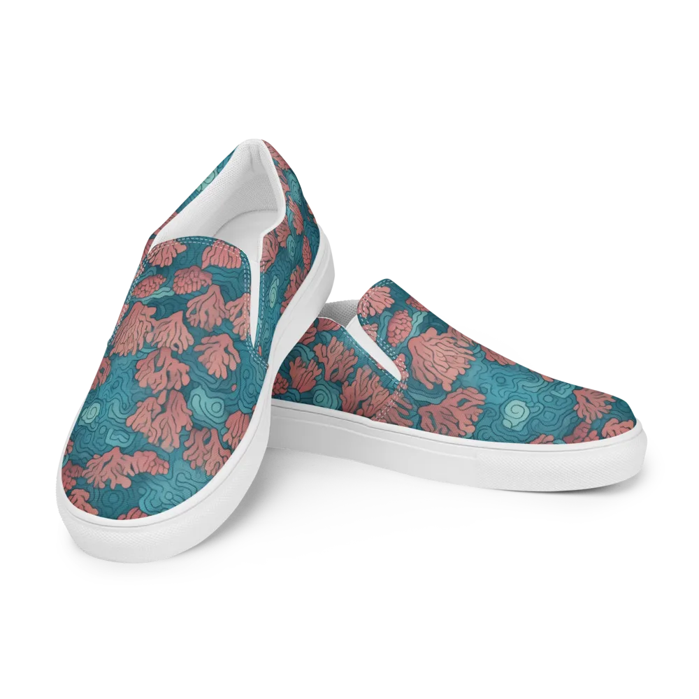 Pink Reef on Men's Slip-On Canvas Shoes — Left Front
