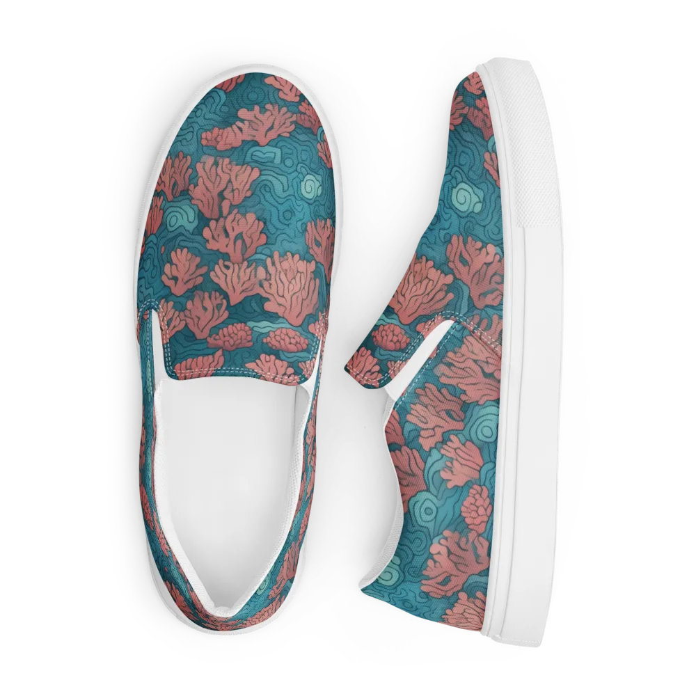 Pink Reef on Men's Slip-On Canvas Shoes — Front