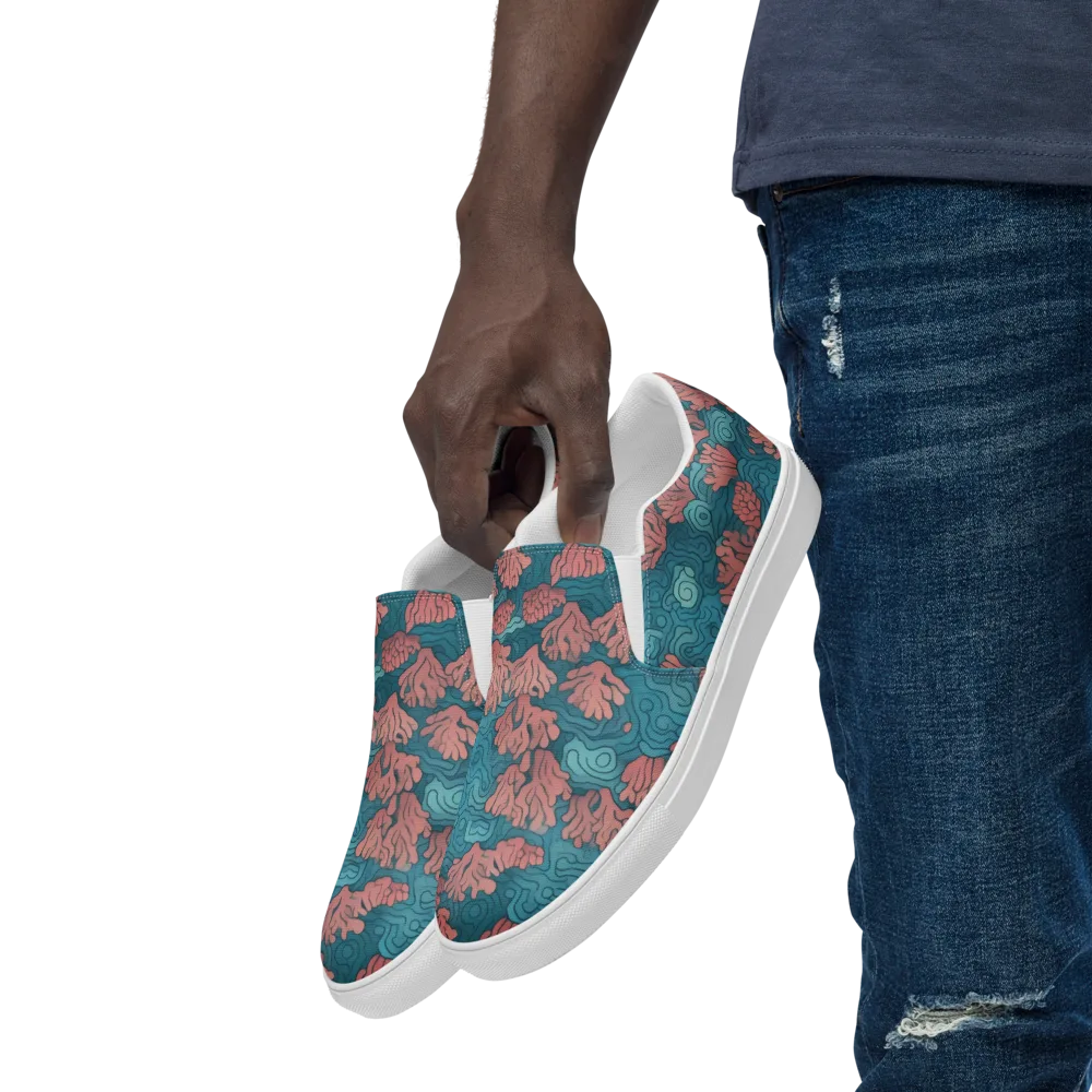 Pink Reef on Men's Slip-On Canvas Shoes — Left Front