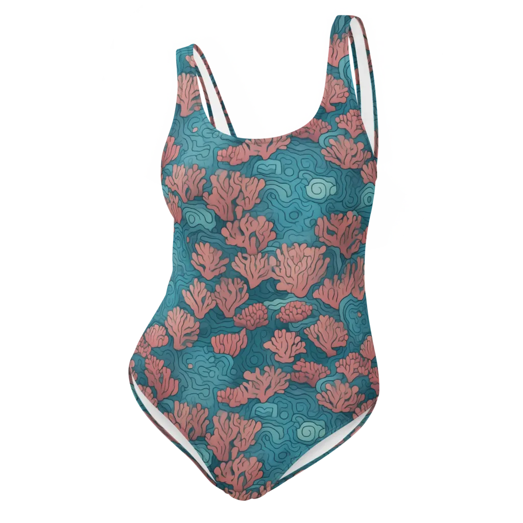 Pink Reef on One-Piece Swimsuit — Front