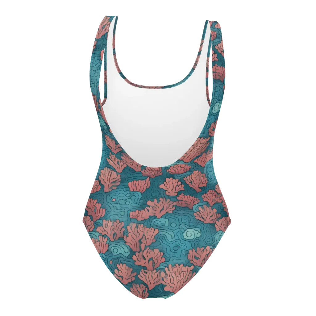 Pink Reef on One-Piece Swimsuit — Back