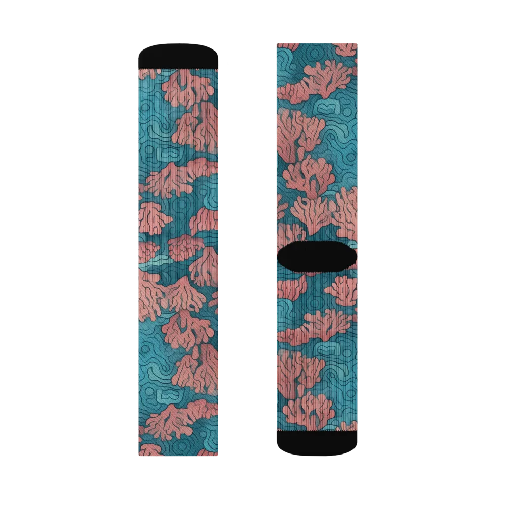 Pink Reef on Socks — Left Sock