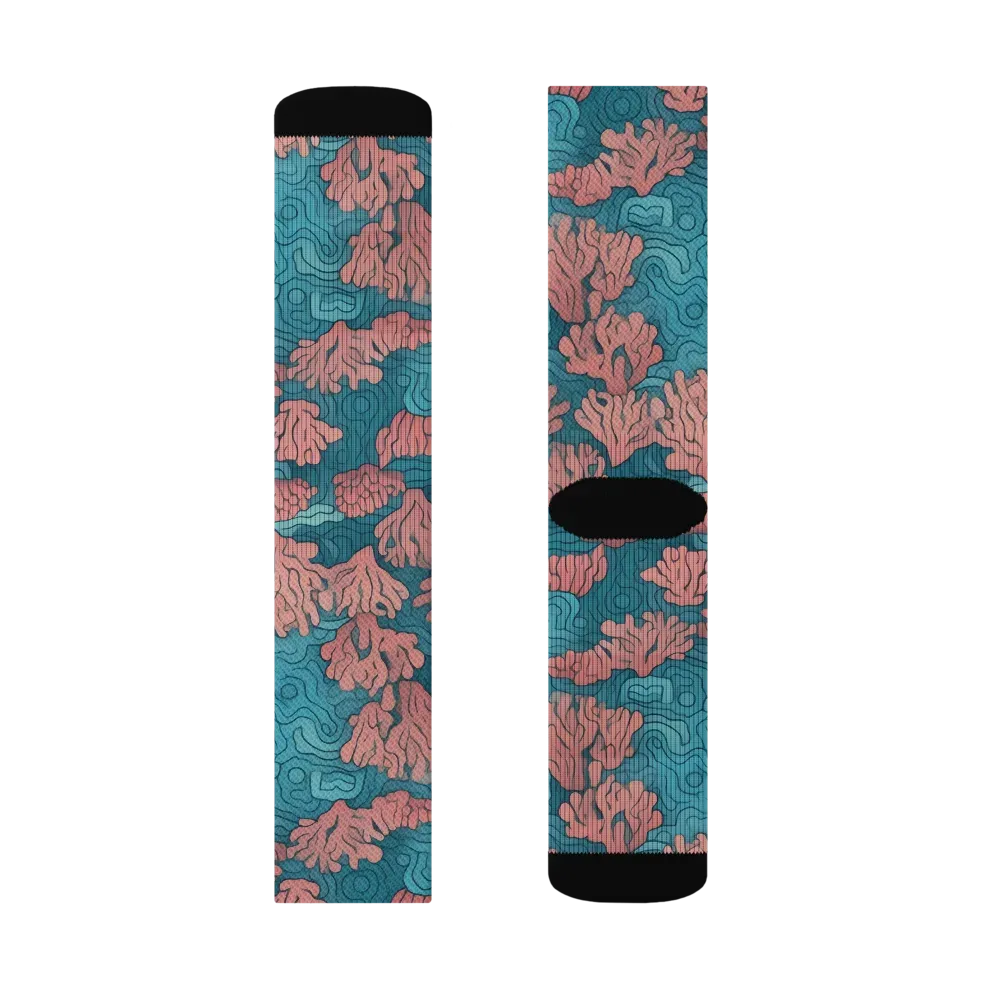 Pink Reef on Socks — Right Sock