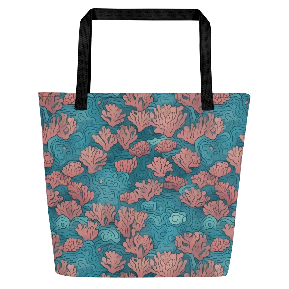 Pink Reef on Large Tote Bag W/ Pocket — Front