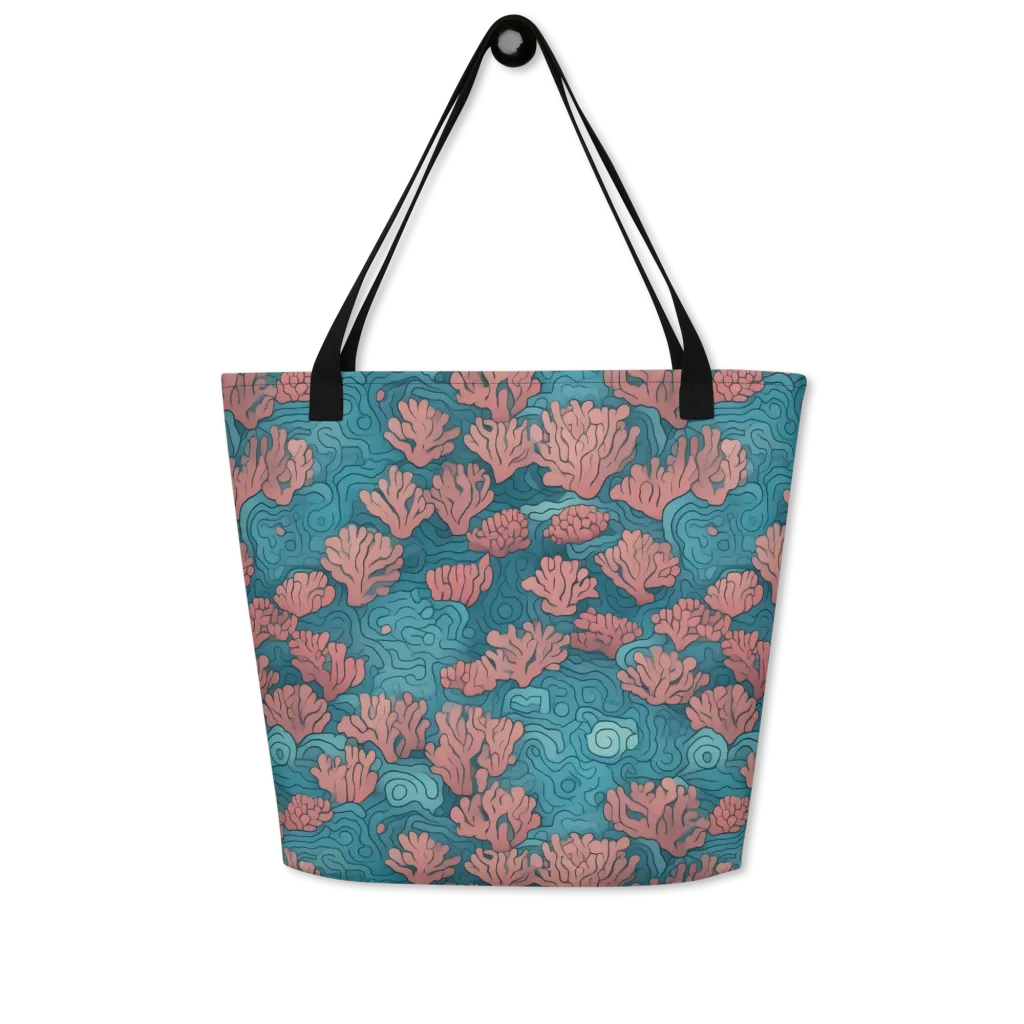 Pink Reef on Large Tote Bag W/ Pocket — Front