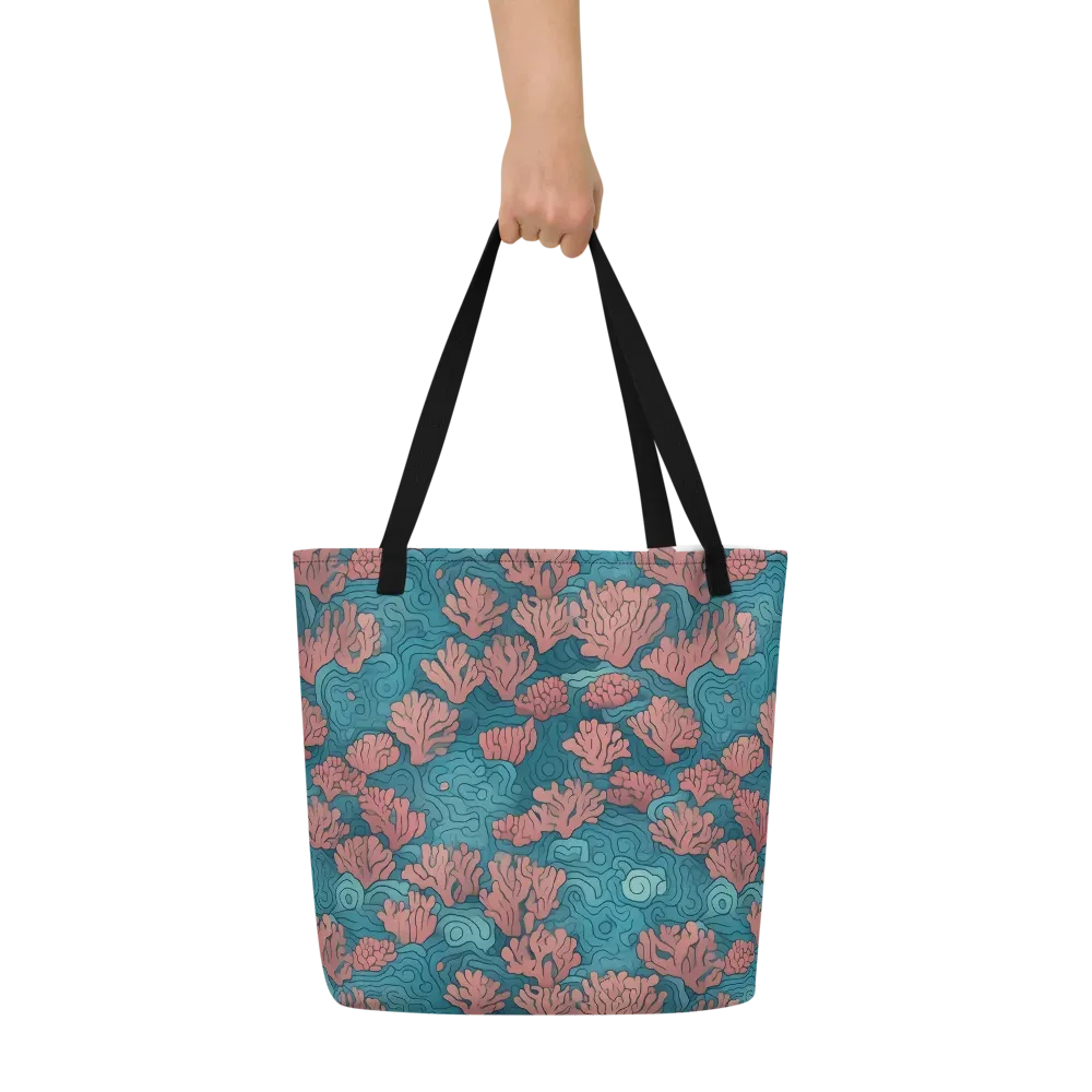 Pink Reef on Large Tote Bag W/ Pocket — Front