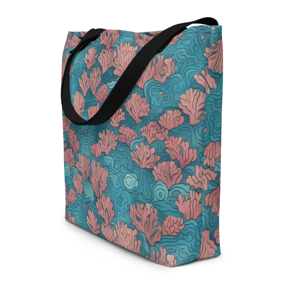 Pink Reef on Large Tote Bag W/ Pocket — Front