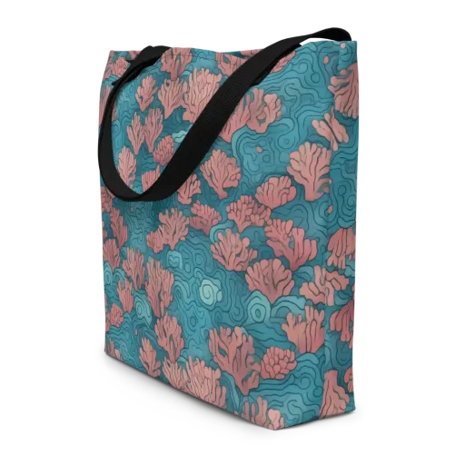 Pink Reef on a Large Tote Bag W/ Pocket