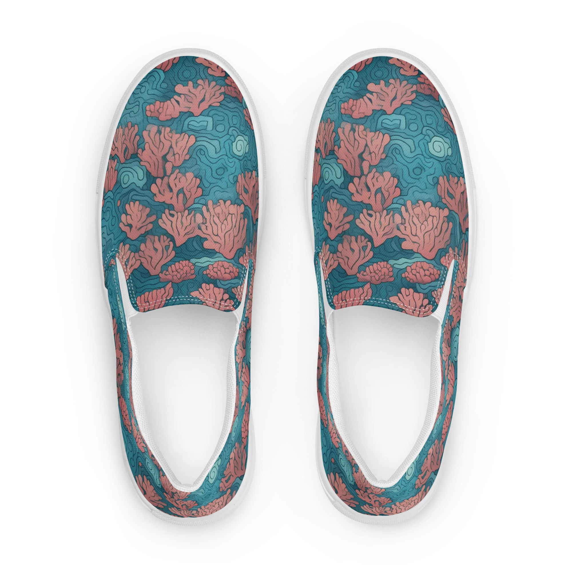 Pink Reef on Women's Slip-On Canvas Shoes — Front