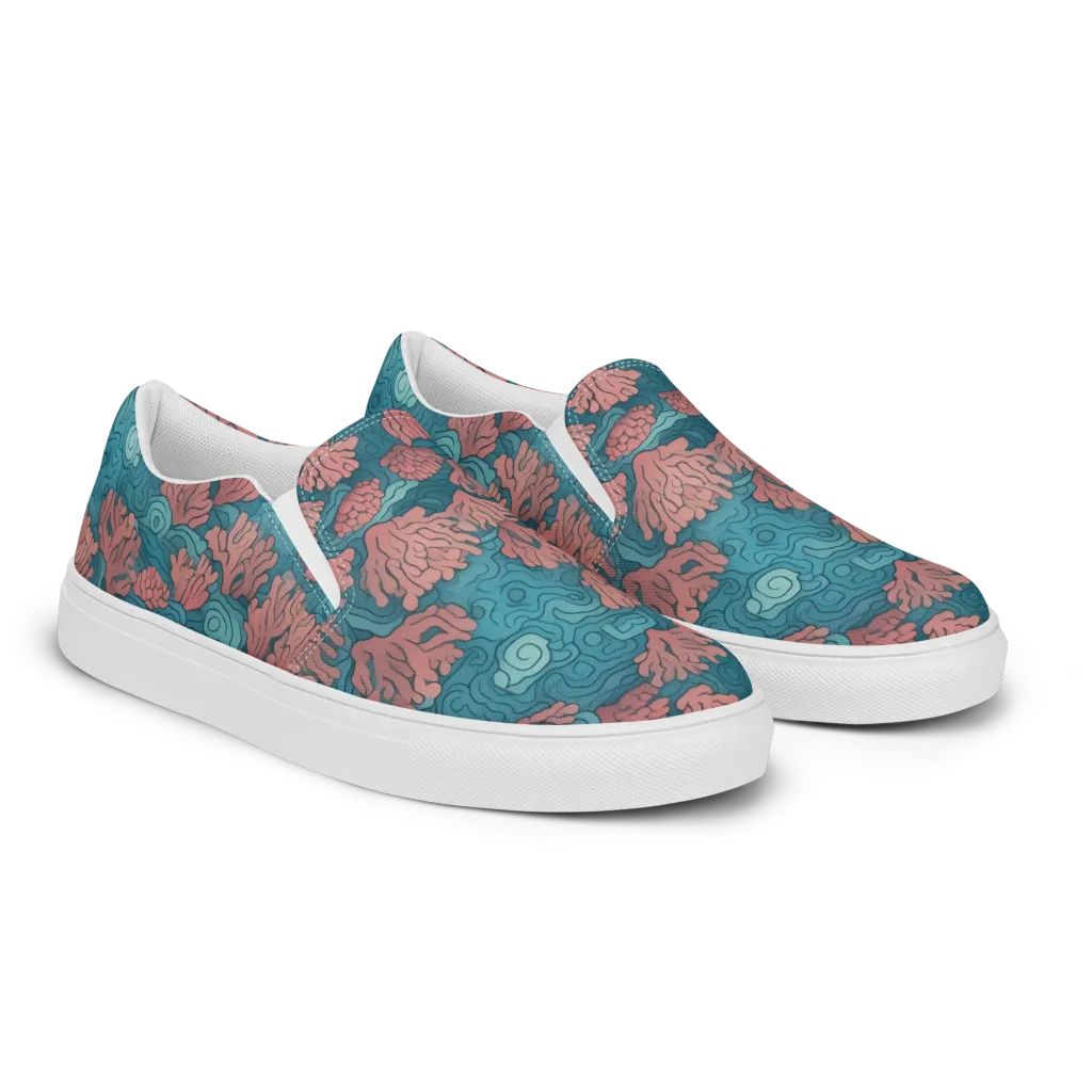 Pink Reef on Women's Slip-On Canvas Shoes — Right Front
