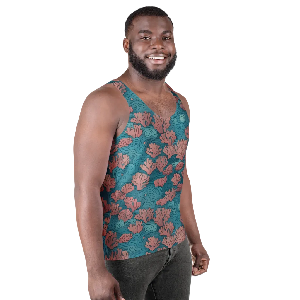 Pink Reef on Men's Tank Top — Right Front