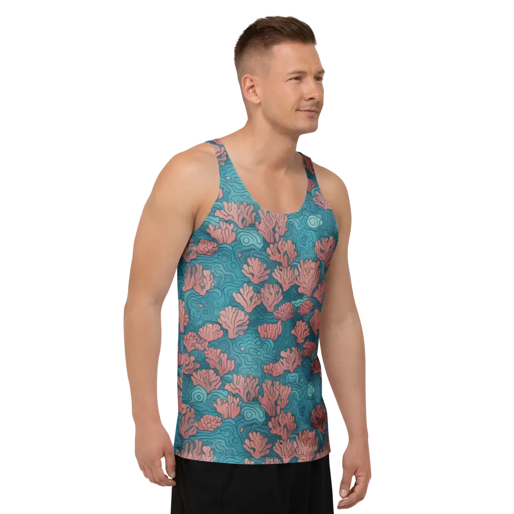 Pink Reef on Men's Tank Top — Right Front