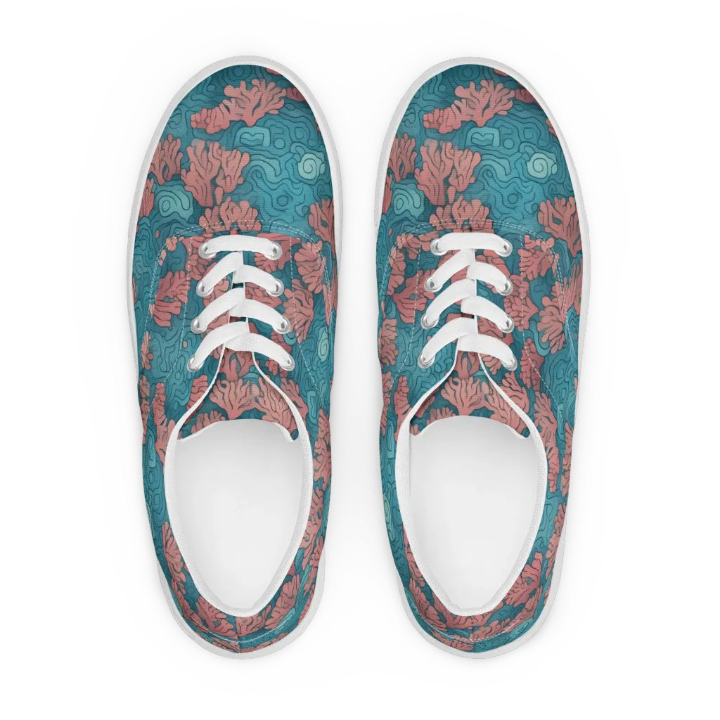 Pink Reef on Men's Lace-Up Canvas Shoes — Front