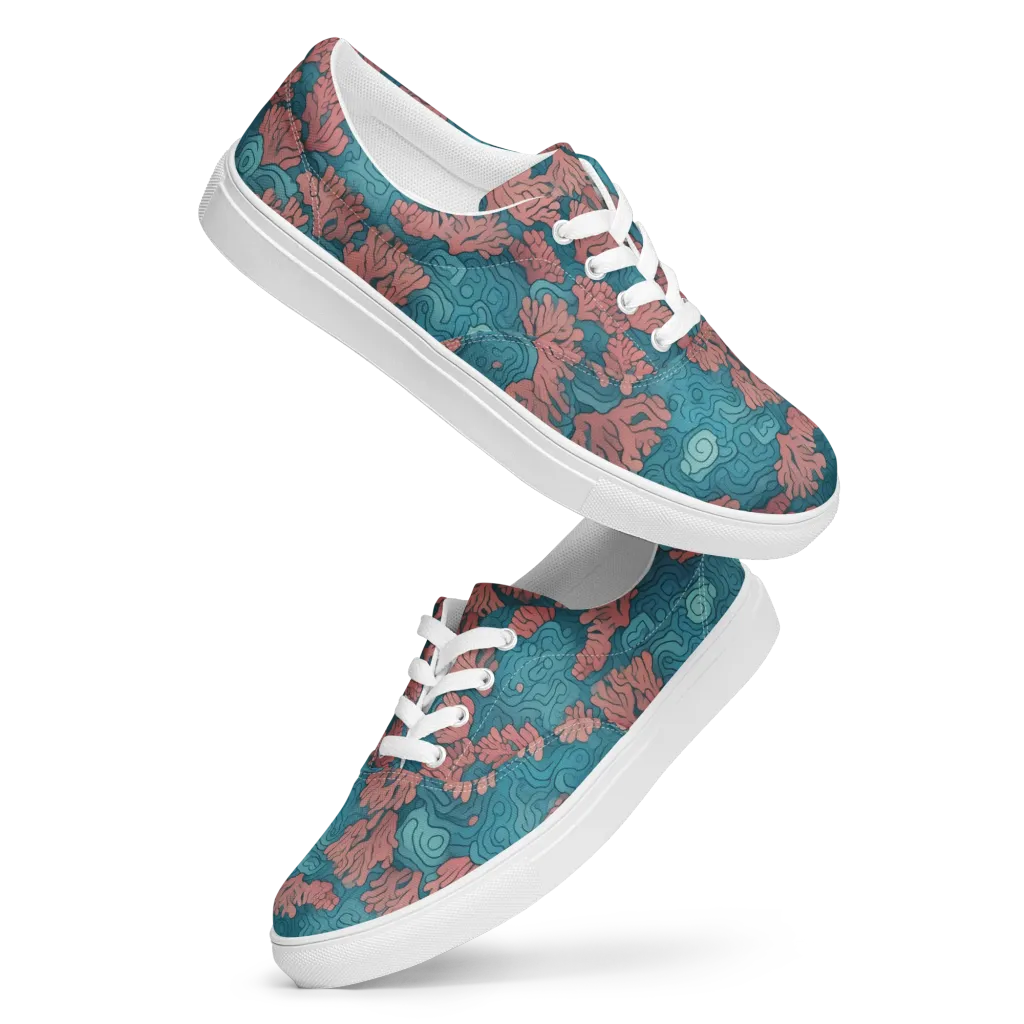 Pink Reef on Men's Lace-Up Canvas Shoes — Front