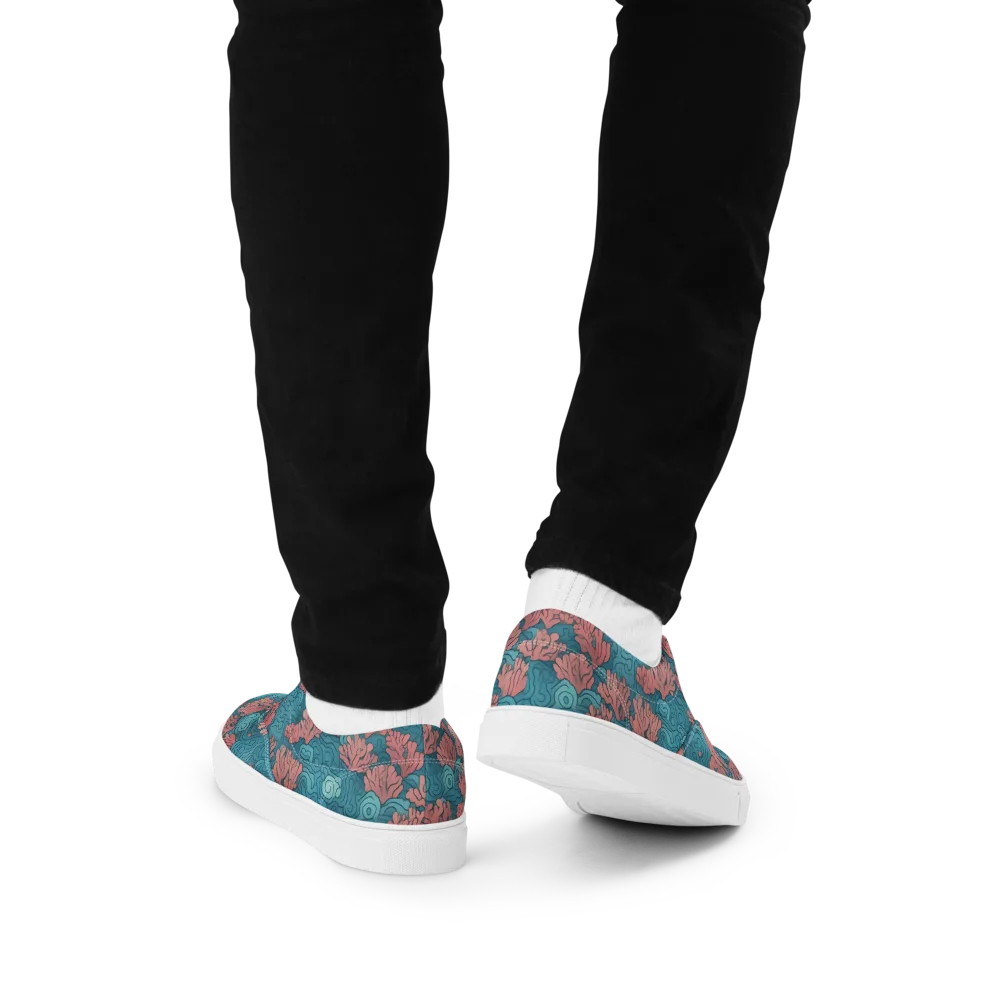 Pink Reef on Men's Lace-Up Canvas Shoes — Back