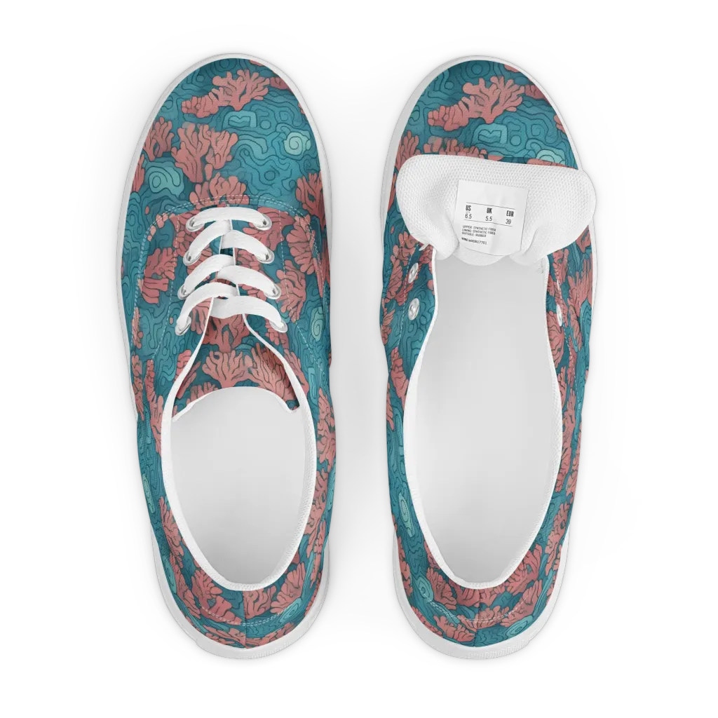 Pink Reef on Men's Lace-Up Canvas Shoes — Front