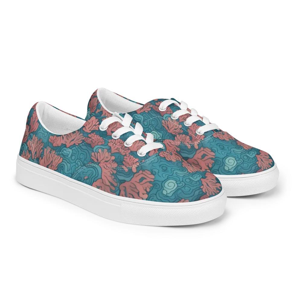 Pink Reef on Men's Lace-Up Canvas Shoes — Right Front