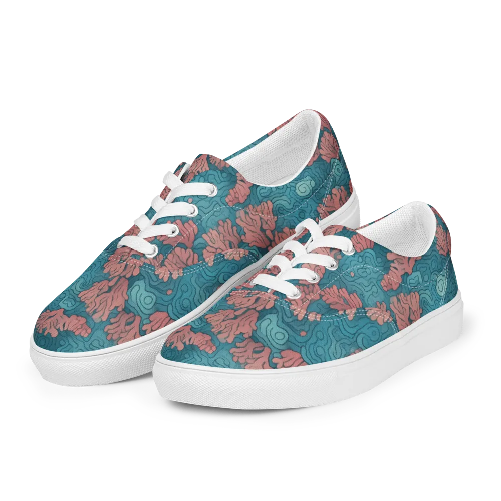 Pink Reef on Men's Lace-Up Canvas Shoes — Left Front