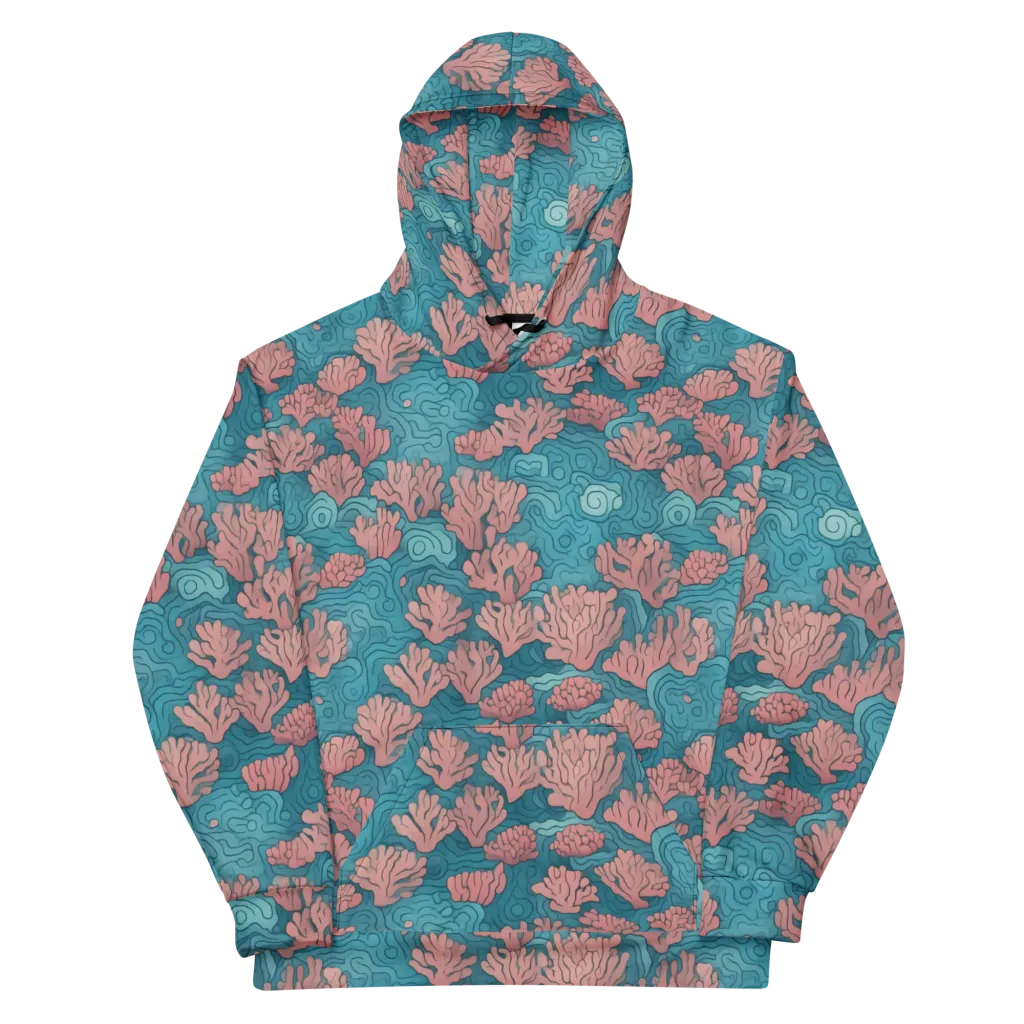 Pink Reef on Cotton Hoodie — Front