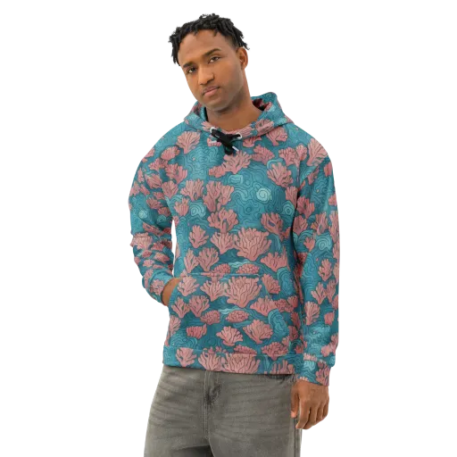 Pink Reef on a Cotton Hoodie