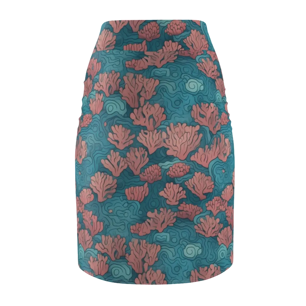 Pink Reef on Pencil Skirt — Back